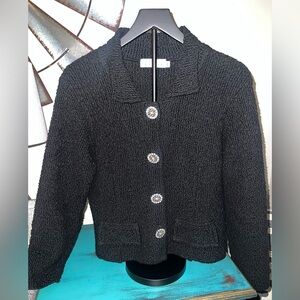 Willow Black Cardigan with Silver Accents